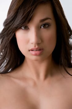 Portrait of a young woman looking serious