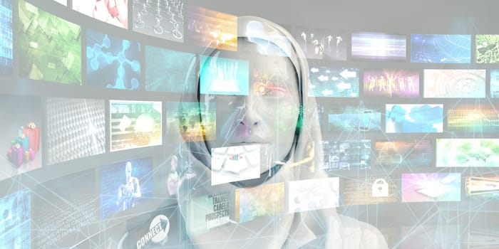 Holographic Interface Smart City Screen Navigation Concept