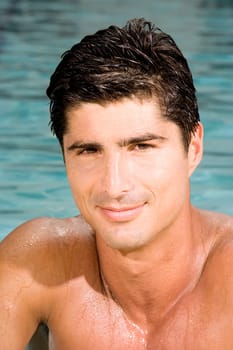 Portrait of a mid adult man in a swimming pool