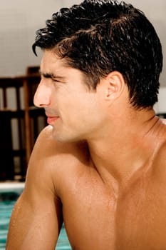 Close-up of a young man looking sideways