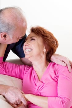 Close-up of a senior couple smiling