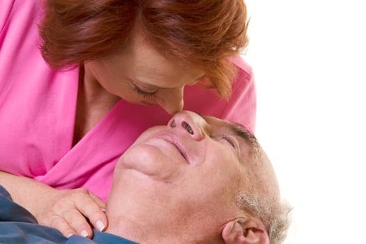 Close-up of a senior couple nuzzling