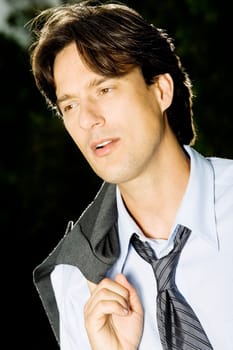 Close-up of a businessman looking away
