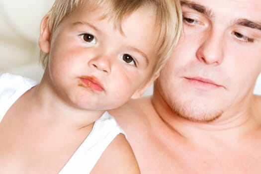 Close-up of a father and his son