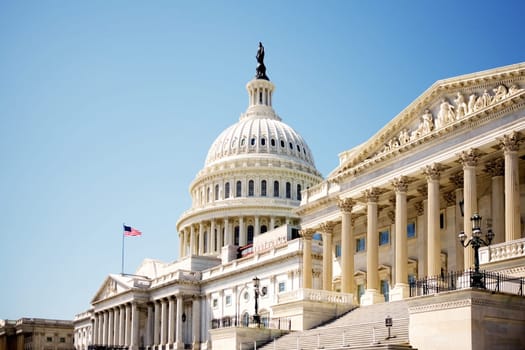 Facade of the United States Capitol Building, Washington DC, USA