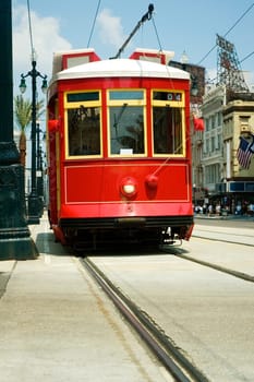Cable car on the street, New Orleans, Louisiana, USA