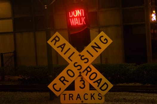 Close-up of a railroad crossing sign, New Orleans, Louisiana, USA