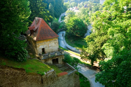 High angle view of a building near a canal, Czech Republic