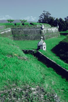 Wall of a fort, Fortress of Valenca Do Minho, Valenca, Portugal