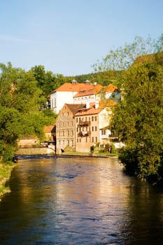 River in front of a building, Czech Republic