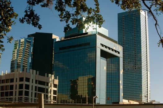 Low angle view of buildings in a city, Miami, Florida, USA