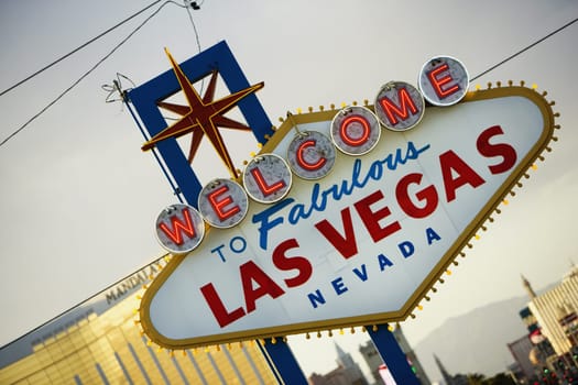Close-up of a welcome signboard, Las Vegas, Nevada, USA