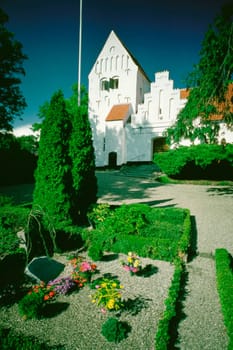 Cemetery in front of a church, Funen County, Denmark