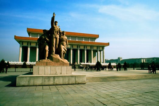 Statues in front of a building, Beijing, China