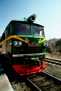 Passenger train on a railroad track, Beijing, China