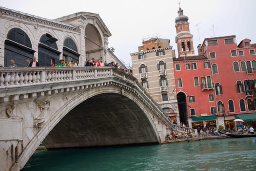 Group of people on the bridge, Rialto Bridge, Grand Canal, Venice, Italy