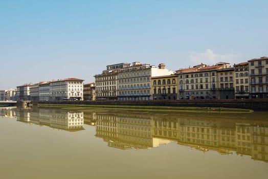 River in front of buildings, Arno River, Florence, Tuscany, Italy