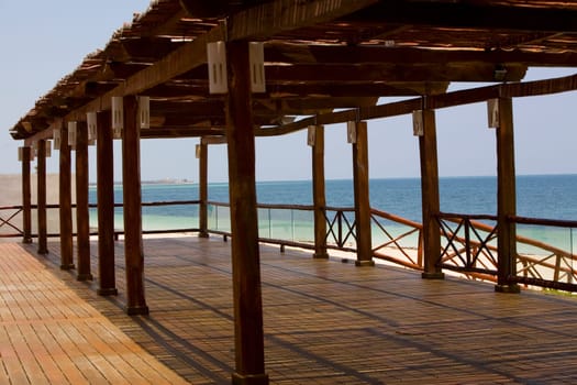 Wooden structure on a boardwalk, Cancun, Mexico