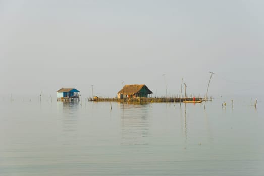 Two stilt houses in the river, Cienaga, Atlantico, Colombia