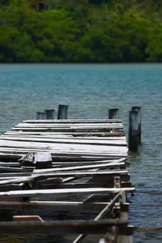 Damaged pier in the sea, Providencia y Santa Catalina, San Andres y Providencia Department, Colombia