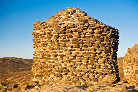 Close-up of the old ruins, Sillustani, Lake Titicaca, Puno, Peru