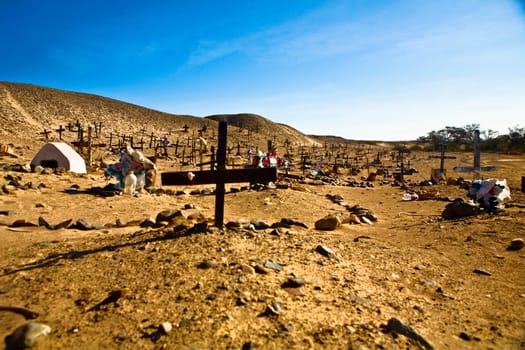 Graves in a cemetery, Cahuachi, Nazca, Ica Region, Peru