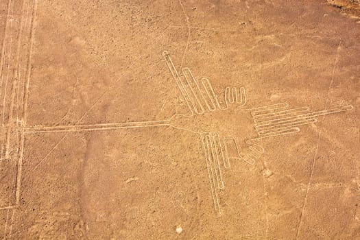 High angle view of Nazca lines, Nazca, Peru