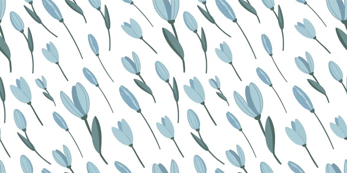 Delicate decorative seamless pattern. Blue flowers on a white background. Fabric decor. Wildflowers. Design textiles