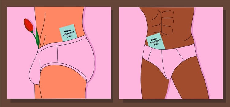 Valentine s day. Sexy man. Men s underwear. Torso.