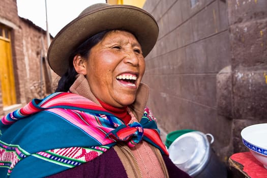 Close-up of a mid adult woman laughing, Peru