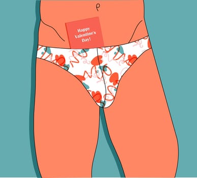 Valentine s day. Sexy man. Men s underwear. Torso.