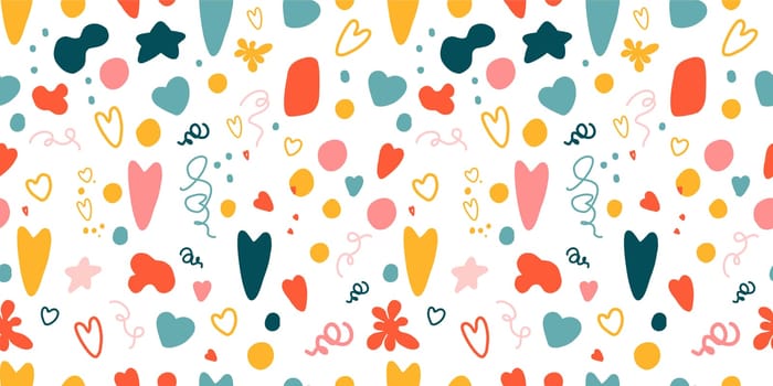 Seamless pattern with hearts. Background for Valentine's Day. Romantic seamless pattern. Falling in love and romance. Bright colors. Positive mood.