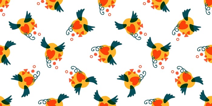 Seamless pattern with hearts. Background for Valentine's Day. Romantic seamless pattern. Falling in love and romance. Bright colors. Positive mood.