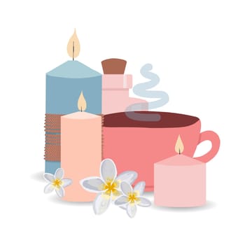 Composition of cosmetic products. Cosmetics. Vector illustration.