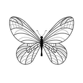 Butterfly coloring book. Linear drawing of a butterfly.