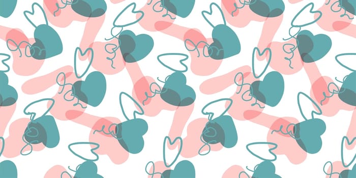 Seamless pattern with hearts. Background for Valentine's Day. Romantic seamless pattern. Falling in love and romance. Bright colors. Positive mood.