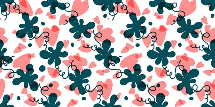 Seamless pattern with hearts. Background for Valentine's Day. Romantic seamless pattern. Falling in love and romance. Bright colors. Positive mood.