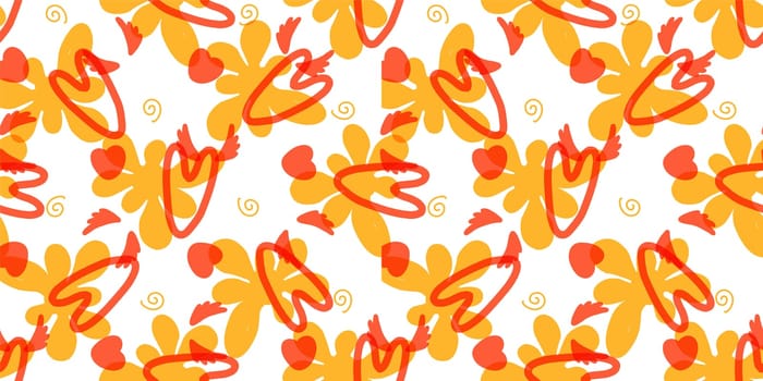 Seamless pattern with hearts. Background for Valentine's Day. Romantic seamless pattern. Falling in love and romance. Bright colors. Positive mood.