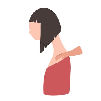 Massaging the cervical spine. Young woman. Neck pain. cosmetology and massage. Vector illustration isolated. Spa procedure