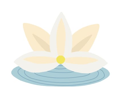 White Lotus. Asian flower. Vector illustration isolated. Spa procedure