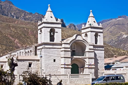 Facade of a church, Chivay Church, Chivay, Arequipa, Peru