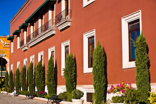 Trees in front of a government building, Palacio De Gobierno, Aguascalientes, Mexico