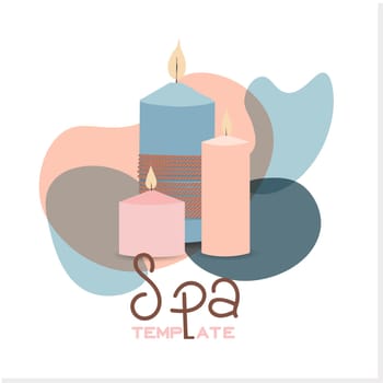 Relaxing spa set on white background, close up. Cosmetics advertising illustration, simple and healthy skin care concept, product layout. Advertising poster for a spa salon.