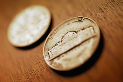 Close_up of American coins