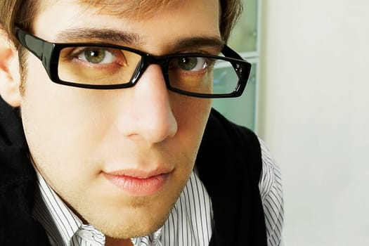 Close_up of a young man looking serious