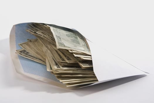 Close_up of American paper currency in a bag