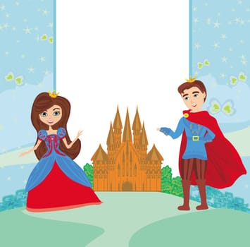 Beautiful prince and princess in the garden - frame