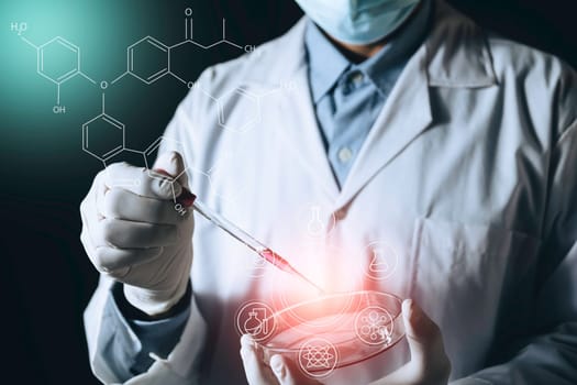 Medicine doctor with syringe in hand. Healthcare and medical concept.