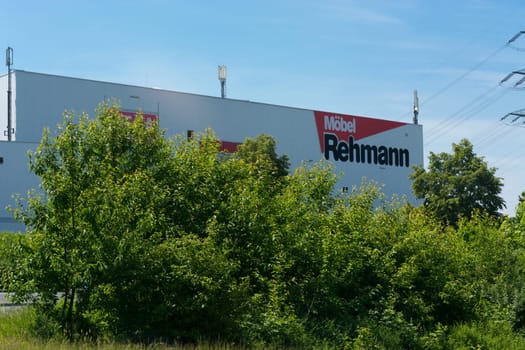 VELBERT, NRW, GERMANY - MAY 26, 2018:..View of the large furniture store Rehmann in Velbert. Entrance area exhibition and warehouse