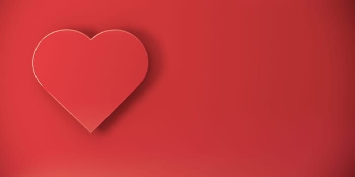 Red heart on red background. Valentine's day concept